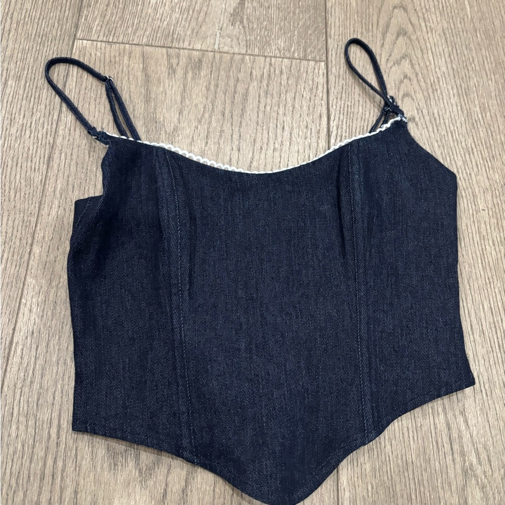 White Fox Boutique Navy Corset Top